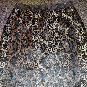 Worthington Black and Gold Patterned Pencil Skirt